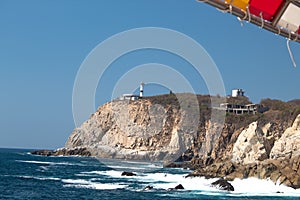 Huatulco bay with blue ocean