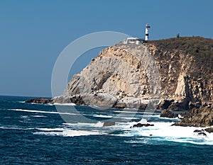 Huatulco bay with blue ocean