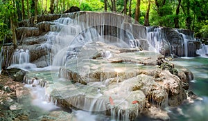 Huay Mae Kamin Waterfall at Kanchanaburi province, Thailand