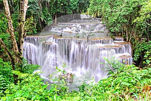 Huay Mae Kamin Waterfall in Kanchanaburi, Thailand