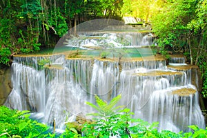 Huay Mae Kamin Waterfall in National Park Kanchanaburi province, Thailand