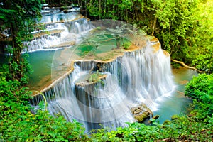 Huay Mae Kamin Waterfall in National Park Kanchanaburi province, Thailand