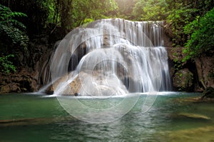 Huay Mae Khamin, Paradise Waterfall located in deep forest of Th