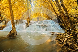 Huay Mae Khamin Waterfall, Kanchanaburi , Thailand, Waterfall in the beautiful nature