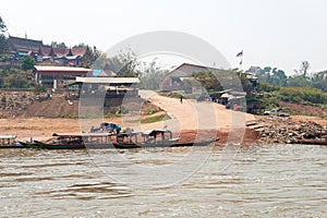 Huay Xai, Laos - Mar 03 2015: Slow boat cruise on the Mekong Riv