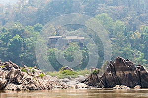 Huay Xai, Laos - Mar 03 2015: Slow boat cruise on the Mekong Riv