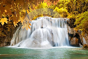 HuayMaeKamin Waterfall, beautiful waterfall in Kanchanaburi province, Thailand