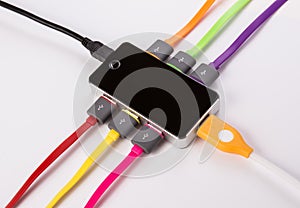 hub with connected color wires photo