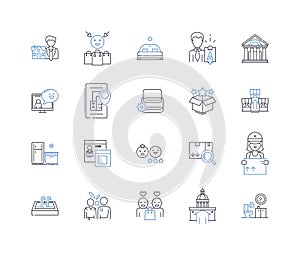 Hub line icons collection. Connectivity, Collaboration, Efficiency, Nerking, Innovation, Integration, Centralization