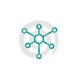 Hub network connection line icon isolated on white. Tech or technology logo. Server or central database button.