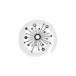 Hub network connection line icon isolated on white. Tech or technology logo. Server or central database button