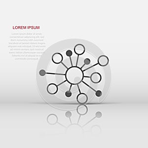 Hub network connection sign icon in flat style. Dna molecule vector illustration on white isolated background. Atom business
