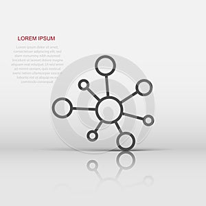 Hub network connection sign icon in flat style. Dna molecule vector illustration on white isolated background. Atom business