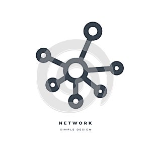 Hub network connection thin line icon.