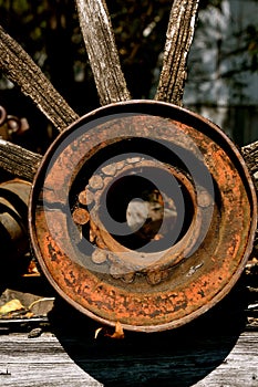 Hub of an old wagon wheel