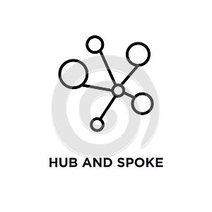 Hub and spoke icon. Linear simple element illustration. Connecti