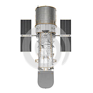 Hubble Space Telescope Isolated On White Backgrouns. 3D Illustration, top view