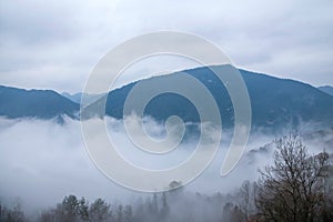 Hubei Badong Dazhiping River Valley sea of â€‹â€‹clouds