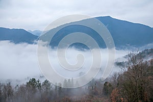 Hubei Badong Dazhiping River Valley sea of â€‹â€‹clouds