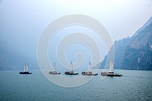 Hubei Badong Yangtze River Wu Gorge mouth chain Zixi sailing