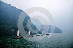 Hubei Badong Yangtze River Wu Gorge mouth chain Zixi sailing