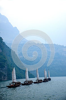 Hubei Badong Yangtze River Wu Gorge mouth chain Zixi sailing