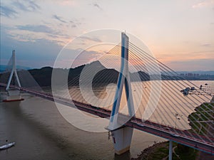 Hubei Yichang city aerial photography sunset and night scenery in summer