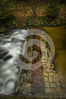 Huciva Desna river after rain morning near Kouty nad Desnou