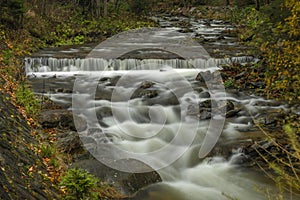 Huciva Desna river after rain morning near Kouty nad Desnou