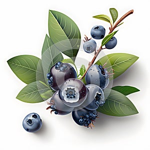huckleberry blank white background realistic created with generative AI