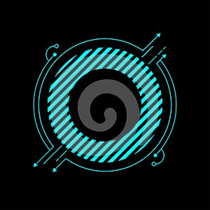 Hud circle and arrow elements, technology communication network vector