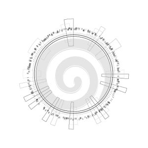 HUD circle infographic elements. Sci-fi round head-up display for futuristic user interface HUD. Tech and science theme