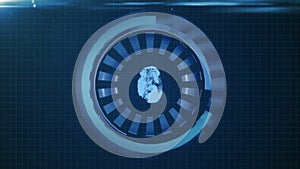 HUD circle interface with different glowing blue elements