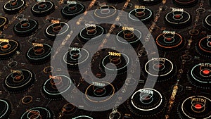 HUD circle interface, Hi tech futuristic display with a processing program. Animation. Digital computer program for