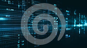HUD data User Interface. Programming source code abstract background. Cyber technology futuristic data on a screen.