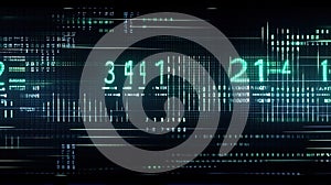 HUD data User Interface. Programming source code abstract background. Cyber technology futuristic data on a screen.