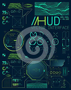 HUD Detailed User Interface Futuristic Cyberpunk Wire Mesh Kit Elements