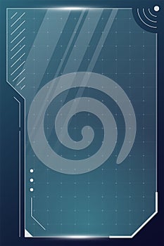 HUD digital futuristic user interface vertical square frame. Sci Fi high tech screen. Game UI menu touch monitoring