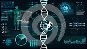 HUD, DNA infographic interface.