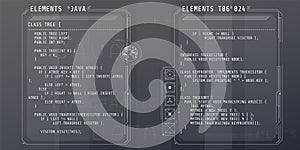 HUD interface elements with part of the code Java.