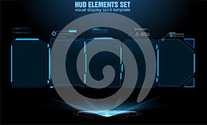 HUD elements mega set pack. Dashboard display virtual reality technology screen.