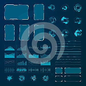 HUD elements set. Graphic abstract futuristic hud pannels. Vector