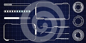Hud frame futuristic ui frame, line abstract interface menu. Tech cyberspace border sci fi design element. Set modern