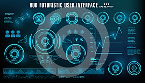 HUD futuristic blue user interface, dashboard display virtual reality technology screen, target