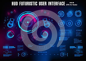 HUD futuristic blue user interface, dashboard display virtual reality technology screen, target
