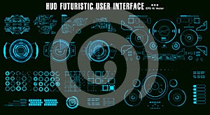 HUD futuristic blue virtual graphic touch user interface, target. HUD dashboard display