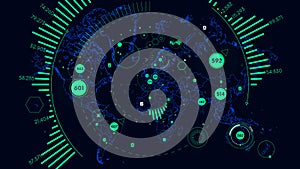 HUD futuristic interface data visualization, Vector world map of world analytics