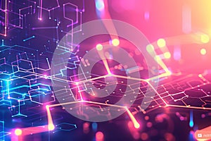 Virtual geometric mesh cells texture. Abstract technology hexagonal background