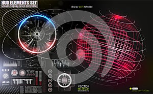 Hud head-up display. Confrontation of the state on the map. Interface of the future, set interface of the tool.