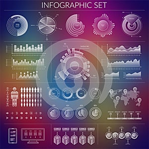 HUD infographics user interface set. UI vector design elements - charts, diagrams, graphs.